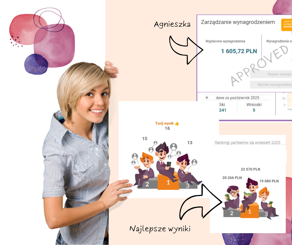 Nasza kursantka Agnieszka przesłała swoje wyniki – a zaczynała zaledwie ponad miesiąc temu, od zera i bez doświadczenia! Dziś może pochwalić się 1 605,72 zł wypłaconego wynagrodzenia, miejscem w TOP wynikach zespołu i świetnym tempem rozwoju!